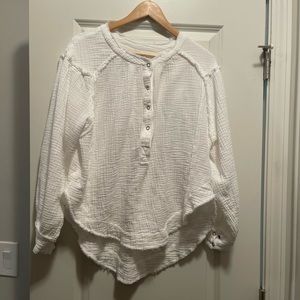 White quilted long sleeve top